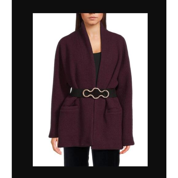 ba&sh Carole Belted Wool Jacket Burgundy Red Small - Picture 1 of 4